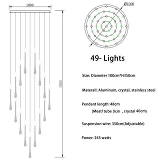 Gold Crystal Chandelier – Modern Staircase Lighting With LED Fixture