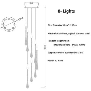 Gold Crystal Chandelier – Modern Staircase Lighting With LED Fixture