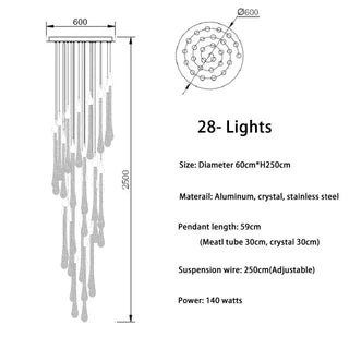 Gold Crystal Chandelier – Modern Staircase Lighting With LED Fixture