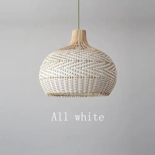 Black white rattan hanging lamp, eco-friendly warm ambient ceiling fixture