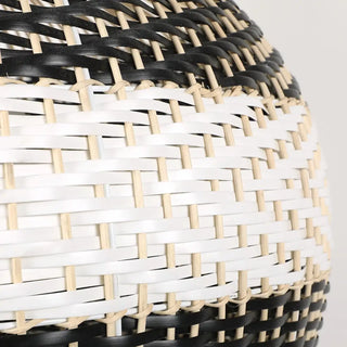 Eco-friendly rattan pendant lamp, black white design warm ambient glow
