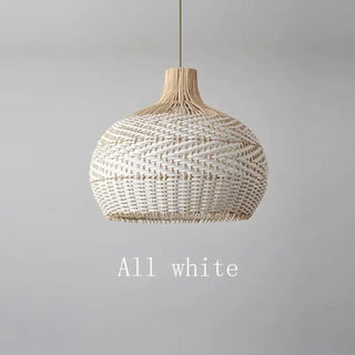 Eco rattan pendant ceiling light, black white suspension warm ambient glow