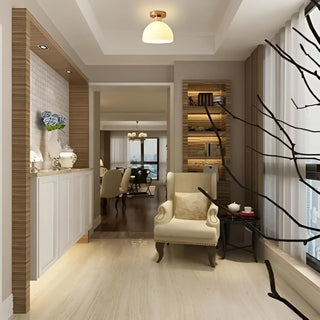 AMILA Minimalist White Ceiling Fixture – Ceramic Contemporary Light Design