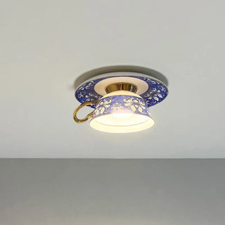 CAFELIA Blue Cup-Shaped Ceiling Light – Whimsical Designer Interior Fixture
