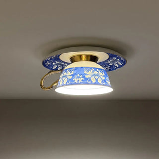 CAFELIA Blue Cup-Shaped Ceiling Light – Whimsical Designer Interior Fixture