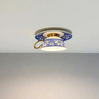 CAFELIA Blue Cup-Shaped Ceiling Light – Whimsical Designer Interior Fixture