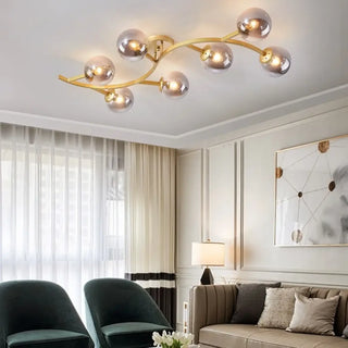 KREN Metal Gold Glass Sphere Ceiling Light