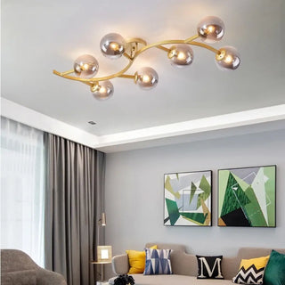 KREN Metal Gold Glass Sphere Ceiling Light