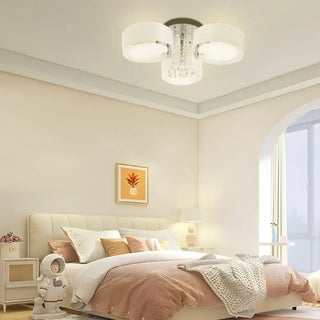 LEMINE Modern Three Teardrop White Glass Chrome Ceiling Light