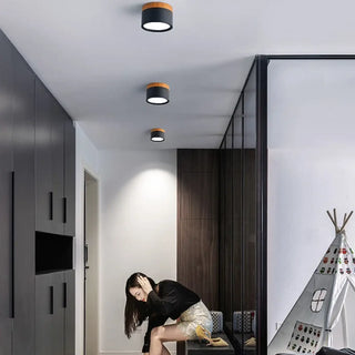 BONAR Wood and Black Nordic Ceiling Fixture – Modern Contemporary Light