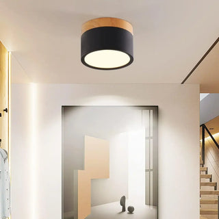 BONAR Black and Wood Modern Ceiling Light – Contemporary Nordic Fixture