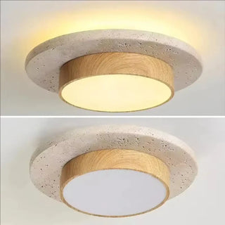 AROLIA Natural Scandinavian Ceiling Light – Round Wood Nordic Fixture