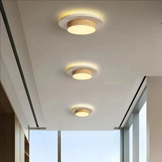 AROLIA Nordic Natural Round Ceiling Light – Scandinavian Wood Fixture