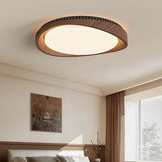 EFFIL Round Wood Effect Ceiling Light – Contemporary Natural Fixture