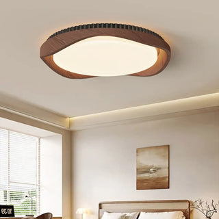 EFFIL Round Wood Effect Ceiling Light – Contemporary Natural Fixture