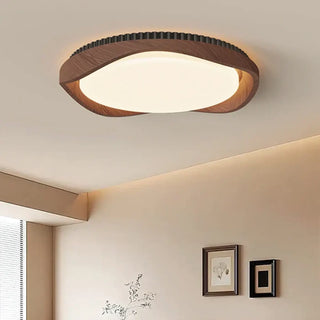 EFFIL Round Wood Effect Ceiling Light – Contemporary Natural Fixture