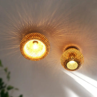 NITOR Rattan Authentic Timeless Ceiling Light – Natural Boho Fixture