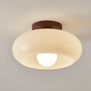 DELAY White Glass and Natural Wood Ceiling Light – Contemporary Organic Fixture