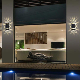 Outdoor Wall Lamp – Black Aluminum Terrace Wall Light with Warm LED Garden Lighting