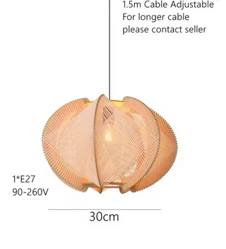 Nordic Wooden Pendant Light – Scandinavian Pendant Lamp with LED Cord Suspension
