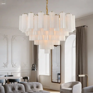 FLUTIA Luxurious Chandelier Translucent and Gilded Glass Ceiling Light – view 1