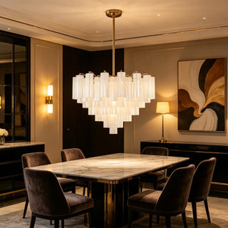 FLUTIA Luxurious Chandelier Translucent and Gilded Glass Ceiling Light – view 3