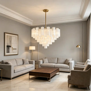 FLUTIA Luxurious Chandelier Translucent and Gilded Glass Ceiling Light – view 2