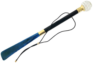 black lacquered wood Swarovski handmade Italian luxury shoehorn close-up