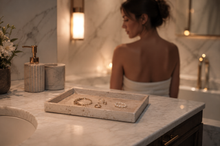 luxury travertine tray for bathroom countertop