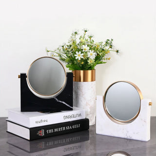 marble elegant vanity bathroom mirror clear reflection frame detail