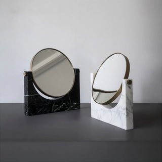 marble elegant vanity bathroom mirror clear reflection frame lifestyle view