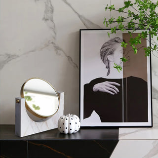 marble elegant vanity bathroom mirror clear reflection frame set view