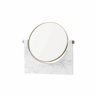 marble elegant vanity bathroom mirror clear reflection frame front view