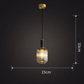 Modern oval ribbed glass pendant — kitchen island ceiling lamp