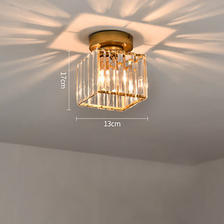 Black Hallway Ceiling Light - Modern 1-Light Semi-Flush Mount Fixture with Crystal Shade