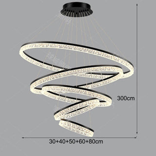 Layered Ring Chandelier – Modern Adjustable Height Lighting Sculpture in Black or Gold