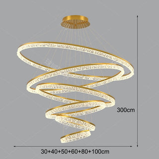 Layered Ring Chandelier – Modern Adjustable Height Lighting Sculpture in Black or Gold