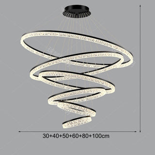 Layered Ring Chandelier – Modern Adjustable Height Lighting Sculpture in Black or Gold