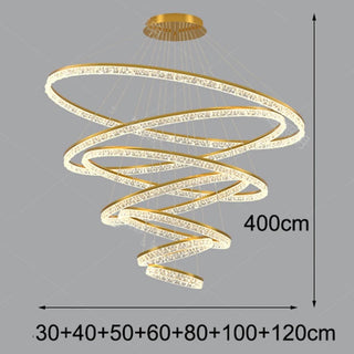 Layered Ring Chandelier – Modern Adjustable Height Lighting Sculpture in Black or Gold