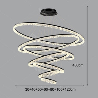 Layered Ring Chandelier – Modern Adjustable Height Lighting Sculpture in Black or Gold
