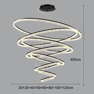 Layered Ring Chandelier – Modern Adjustable Height Lighting Sculpture in Black or Gold