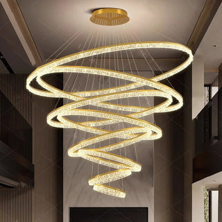 Layered Ring Chandelier – Modern Adjustable Height Lighting Sculpture in Black or Gold
