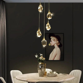 Pendant Light | Crystal Chandelier with Gold Finish & Warm Ambient Lighting