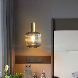 Colorful Suspension Light – Glass Pendant Lamp with Adjustable Height & Gold Base Canopy