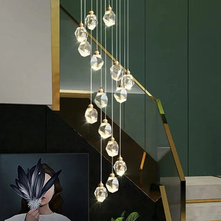 Pendant Light | Crystal Chandelier with Gold Finish & Warm Ambient Lighting