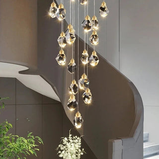 Pendant Light | Crystal Chandelier with Gold Finish & Warm Ambient Lighting
