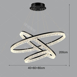 Layered Ring Chandelier – Modern Adjustable Height Lighting Sculpture in Black or Gold