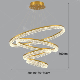 Layered Ring Chandelier – Modern Adjustable Height Lighting Sculpture in Black or Gold