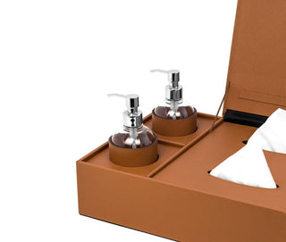 regenerated leather sanitizing box tissue holder hand sanitizer station angle view