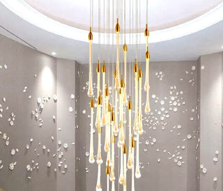 Gold Crystal Chandelier – Modern Staircase Lighting With LED Fixture